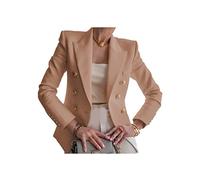 EFOFEI Donna Casual Work Blazer Lapel Open Front Suit Coat Simple Cardigan Suit Yellow XS