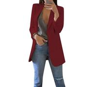 EFOFEI Donna Elegante Cappotto Slim Fit Casual Cropped Blazer Intervista Usura Formale Moda e Tuta Elegante Vino Rosso XL