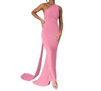 EFOFEI Donne Abito da Festa E da Discoteca Elegante dalla Linea Aderente E con La Schiena Scoperta Abito Lungo Senza Maniche con La Schiena Scoperta Sexy Rosa L