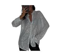 EFOFEI Donne Top da Discoteca a Maniche Lunghe Camicette da Festa alla Moda Outfit Lucidi dalla vestibilità Morbida Bianco L