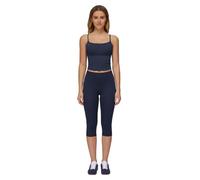 EFOGEP Set da yoga da donna, 2 pezzi, canotta con leggings a 3/4, Blu mare, S