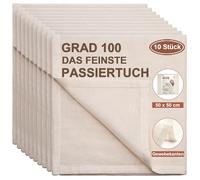 eFond 10 Pezzi Garza Alimentare, Panno per Formaggio, Mussola, Cheesecloth, Telo Filtrante, Grado 100 Puro Cotone Non Sbiancata per Cucina, Filtrazione Burro, Yogurt, Latte, Caffè, Succo
