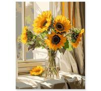 EFOTIML Paint by Numbers Kit per adulti principianti e bambini Età 8-12, 1pcs 16x20 Canvas per kit di vernice per adulti in girasoli imbottigliati in scatola colorata (senza cornice)