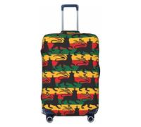 EFOTUNI Coprivaligia Rastafarian Flag With The Lion, protezione per valigia lavabile di alta qualità con chiusura sicura a cerniera e fibbia, adatta a valigie da viaggio da 18-32 pollici (media).