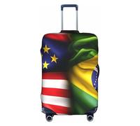 EFOTUNI Custodia protettiva per valigia con stampa delle bandiere americana e brasiliana, dotata di cerniera.