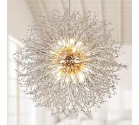 EFPD Lampadario a 16 luci e 80 cm, lampadario moderno con perline di cristallo a forma di dente di leone, grande lampadario dorato per isola di cucina camera da letto foyer di cascina