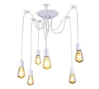 EFPD Lampadario a sospensione Edison classico, E27 luci ragno bianco 2m cavo regolabile 6 luci, plafoniere moderne per camera da letto cucina bar
