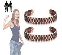 EFRANO Bracciale terapeutico Copperheal Sugardown da 2 Pezzi,Bracciale Magnetico da Uomo in Rame Puro,Braccialetto Regolabile per Terapia Magnetica per Uomo Donna (Bronzo)