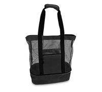 EFRJUWI Borsa da spiaggia donna in rete trasparente a doppio strato, for il nuoto, ad alta capacità, for la spesa, impermeabile, tote bag(Black)