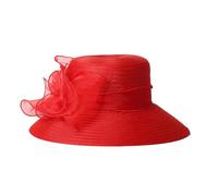 EFRJUWI Cappello da donna, da cerimonia, da chiesa, a cloche, floreale, a secchiello, da cerimonia, a bombetta, stile Kentucky, a tesa larga, for occasioni reali, gare, cappelli da sole(Red)
