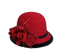 EFRJUWI Cappello da donna Fedora con nastro, in feltro, for signore, invernale, autunnale, elegante, da cerimonia, da banchetto, bombetta(Color 1)
