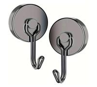 EFRJUWI Ganci magnetici for famiglie, resistenti, magneti al neodimio in terre rare da 110 libbre con ganci for appendere in cucina, casa, posto di lavoro(Black 2Pcs)