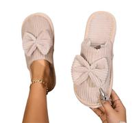 EFRJUWI Pantofole in cotone for coppie autunnali e invernali con papillon, for il calore della casa degli interni Per invernali(Khaki,36-37)