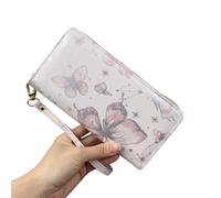 EFRJUWI Portafoglio lungo da donna con stampa a farfalla, fresco, alla moda, grande capacità, cerniera, for carte e monete, for telefono per la Vita Quotidiana e Viaggi(Y2713-Light Pink)