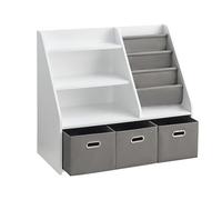 EFURDEN Libreria Bambini in Legno con 4 Ripiani e 3 Cassetti - Scaffale Libri e Giocattoli Montessori per Cameretta e Asilo