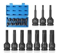 EFUTURETIME 10 Pz. Set Chiavi XZN 1/2", M5, M6, M8, M10, M12, M14, M16, M17, M18, M19, Bussole Maschio Inserti con Scatola, Cr-Mo, Chiavi a Bussola Multidente
