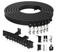 EFUTURETIME 10M Binario per Tende a Soffitto e Parete, Binario Tenda Flessibile in ABS con Pulegge Silenziose per la Separazione degli Ambienti, Tende, Caravan, Balcone, Ufficio, Nero