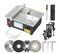 EFUTURETIME 120W Mini Sega Circolare da Banco con 4 Lame Alimentazione Regolabile in Modo Continuo, Sega Circolare per Legno Taglio Spessore da 0-10mm, Multifunzionale per La Modellazione, DIY