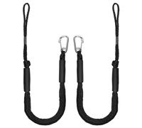 EFUTURETIME 2 x Cime e Cavi per Imbarcazioni 10 cm con Moschettone, Nero | Bungee Dock Line 4FT Estensibile, Cima da Ormeggio per Barche, Moto d'Acqua, Kayak, Pontone, Canoa