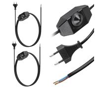 EFUTURETIME 2x Dimmer Regolatore LED 220-240V/100W Max con 3 Meter Cavo Alimentazione, Interruttori Luce Dimmerabile Rotativo e Spina Europea Piatta di Tipo C per LED Lampadina Dimmerabile, Nero