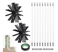 EFUTURETIME 3.6m Kit Spazzacamino per Canne Fumarie, Spazzola per Camino Ø 150 mm, 9 Aste Flessibili per la Pulizia del Camino da 410 mm, Utilizzabile con Cacciavite per Camini, Tubi, Asciugatrice