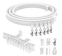 EFUTURETIME 3 metri Binario per Tende a Soffitto e Parete, Binario Tenda Flessibile in ABS con Pulegge Silenziose per la Separazione degli Ambienti, Tende, Caravan, Balcone, Ufficio, Bianco