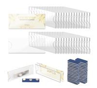 EFUTURETIME 30pcs Porta Badge Magnetico Plastica, 75 X 32 mm, Targhetta Trasparente Magnetici per Abiti, Portanome Magnetica con Potente Magnete Autoadesivo a 3 Punti