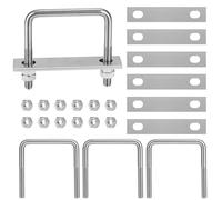 EFUTURETIME 4 x M8 Bullone a U Quadrato 65 * 80mm, Cavallotto di Fissaggio a U Acciaio Inox con 16 Dado e 8 Lamiera per Tubi, Industriali, Vita Quotidiana
