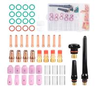 EFUTURETIME 55 Pcs Kit Accessori per Torcia Saldatura TIG per Wp-17/18/26, Cappuccio Posteriore TIG Corpo Colletto Ugello in Allumina, Bicchiere in Vetro Pyrex Lente a Gas Corta