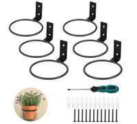 efuturetime 6 x Supporto Portavasi a Muro da Esterno Interno Balcone, Portavasi ad Anello 4 Pollici (Ø10cm) in Metallo con Viti e Cacciavite per Balcone, Giardino, Ristorante