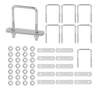 EFUTURETIME 8 x Bulloni a U M6 Cavallotto a U M6 50 * 80mm Cavallotti di Fissaggio a U Quadrato Acciaio Inox con 32 Dado e 16 Lamiera