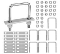EFUTURETIME 8 x Bulloni a U M8 Quadrato 50 * 80mm Cavallotto di Fissaggio a U Acciaio Inox con 32 Dado e 16 Lamiera per Tubi, Industriali, Vita Quotidiana