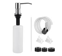 EFUTURETIME Dispenser Sapone Lavello Cucina in Acciaio Inox, Dispenser Cucina Prolunga con Flacone da 500 ml, Tubo in Silicone da 1 m, Dispenser di Sapone per Lavello, Argento