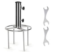 efuturetime Portaombrellone Picchetto da Terra φ54 mm in Acciaio Inox, Supporti per Ombrelloni Regolabile con 3 Anelli Riduttori in PVC φ48/38/32 mm