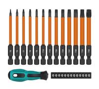 EFUTURETIME Set Cacciaviti Torx Lunghi 75mm, T5 T6 T7 T8 T9 T10 T15 T20 T25 T27 T30 T35 T40, 13 Pezzi Punte Torx Lunghe con Avvitatore Manuale, Acciaio Legato S2