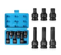 EFUTURETIME Set di 6 Chiavi XZN Millerighe 1/2", M14, M16, M18 Inserti XZN Maschi per Attrezzi a Percussione con Scatola, Cr-Mo, Chiavi a Bussola Multidente Lungo e Corto