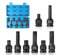 EFUTURETIME Set di 8 Chiavi XZN Millerighe 1/2", M12, M14, M16, M18 Inserti XZN Maschi per Attrezzi a Percussione con Scatola, Cr-Mo, Chiavi a Bussola Multidente Lungo e Corto