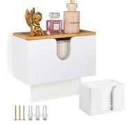 EFUTURETIME Set di Dispenser per Asciugamani di Carta in Bambù da Parete, con Coperchio Magnetico - Piccola Scatola per Fazzoletti, per H2 Asciugamani di Carta, Fazzoletti, Bianco