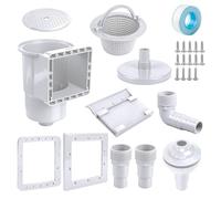 efuturetime Set Skimmer Piscina Fuori Terra 9 Pezzi, Skimmer da Parete con Bocchetta d'aspirazione, Grande Cestello Skimmer, Attacco Tubo 32/38 mm per Piscina a Parete d'Acciaio, Bianco