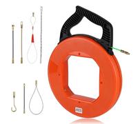 EFUTURETIME Sonda Passacavo Elettricista 50 Metri 4.5 mm Sonda Passacavi, Molla Elettricista Fibra di Poliestere con Giunto Ruotabile e 7 Accessori