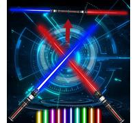 Efymosce 2 Pezzi Spada Laser Star Wars, 12 Colori Spada Laser 2 in 1, Spade Laser Telescopiche, Spada Laser Giocattolo, Lightsaber, Spade Laser per Bambini, Perfetto Come Regalo di Halloween e Natale