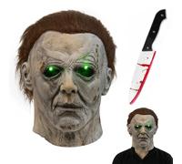 Efymosce Maschera di Michael, Halloween Mask in Lattice con Luce LED Carnevale Horror Cosplay Accessori di Scena