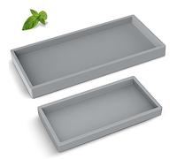 EG-SIPRO - Vassoio da bagno in silicone ispessito di alta qualità, infrangibile, durevole, rettangolare, dispenser di sapone per piano di lavoro del bagno, grigio, piccolo e grande (EGTRAY)