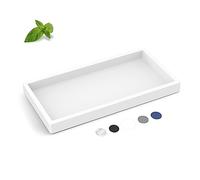 EG-SIPRO Vassoio da bagno in silicone, vassoio rettangolare ispessito infrangibile per bancone, vassoio dispenser di sapone, piccolo 19,8 x 9,9 cm, motivo marmo bianco