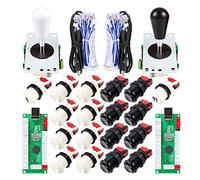 EG STARTS 2 Giocatori Arcade Joystick Parti Fai da Te USB Encoder 2X Ellipse Maniglia Joystick Ovale 18x Pulsanti Stile Americano Arcade per PC, MAME, Raspberry Pi, Sistema Windows (Nero & Bianco)