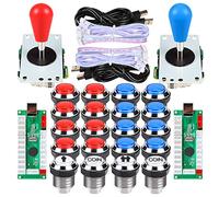 EG STARTS 2 Player Ellipse Arcade Kit Ovale Bat Joystick Maniglie Pulsanti LED Chrome Arcade per Arcade Gamepad & Standard Controller Giochi Fai da Te MAME Parts (Rosso Blu)