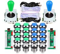 EG STARTS 2 Player Ellipse Arcade Kit Ovale Bat Joystick Maniglie Pulsanti LED Chrome Arcade per Arcade Gamepad & Standard Controller Giochi Fai da Te MAME Parts (Blu Verde)