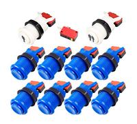 EG STARTS America Tipo Standard Pulsanti + One & Two Player Avvia Pulsanti Happ con microinterruttore per Giochi Arcade Machine Mame Jamma Games (Blu)