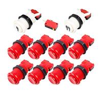 EG STARTS America Tipo Standard Pulsanti + One & Two Player Avvia Pulsanti Happ con microinterruttore per Giochi Arcade Machine Mame Jamma Games (Rosso)