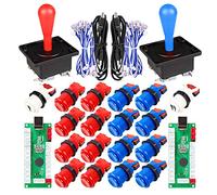 EG STARTS Arcade Game Parti Mame USB Cabinet USB Encoder to Arcade Joystick 18x Happ Arcade Push Button Kit Colore Blu + Rosso